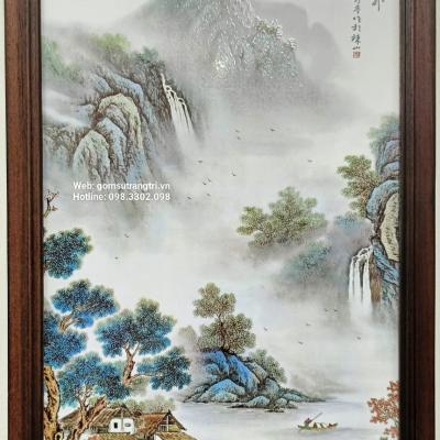 TRANH SỨ KHUNG GỖ – MẶT TRỜI MỌC ĐẰNG ĐÔNG